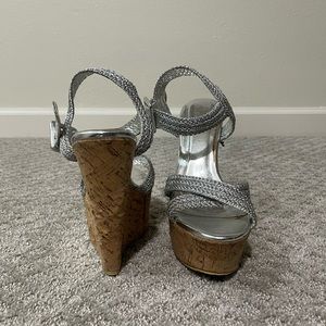 Women’s Silver Cork Wedges